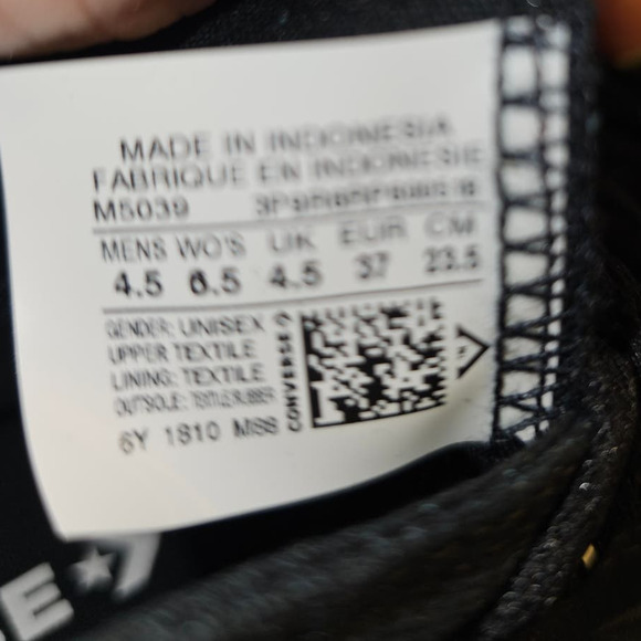 Converse Unisex CTAS Oxford s  Women Size 6.5 Black  NWT - Picture 8 of 8